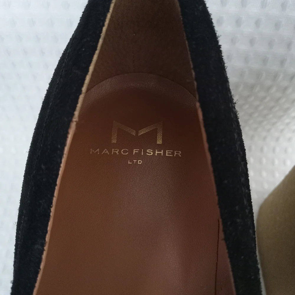 MARC FISHER LTD Women's Black Suede Lina Slip On Platform Loafer Size 10M